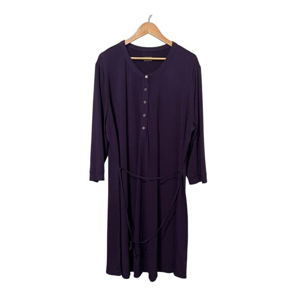 Merona Shirt Dress Purple Plus Size 3X Belted Work Office Career - Picture 2 of 4